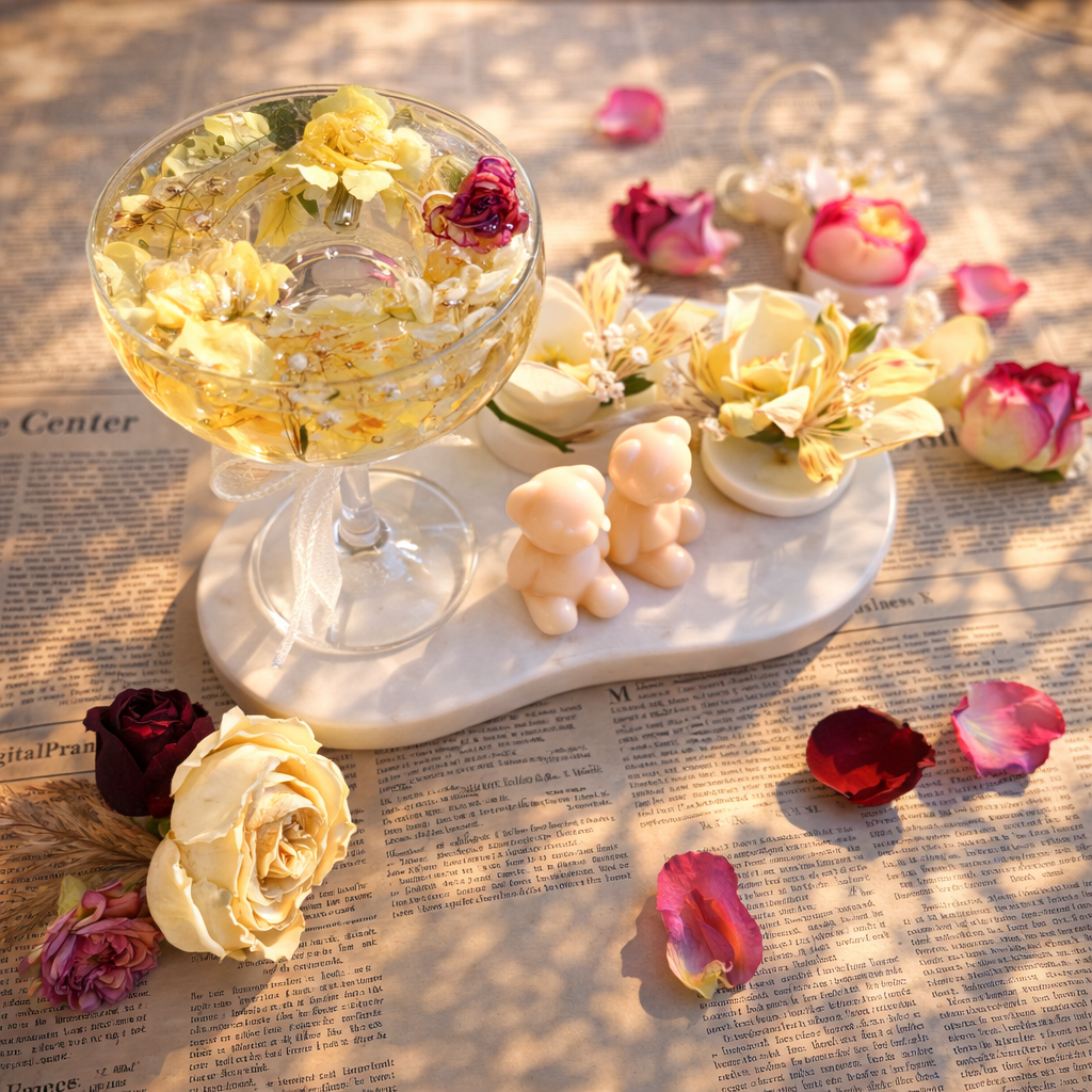Signature Bloom Candle & Petite Floral Candle Holder Gift Set (2pcs)