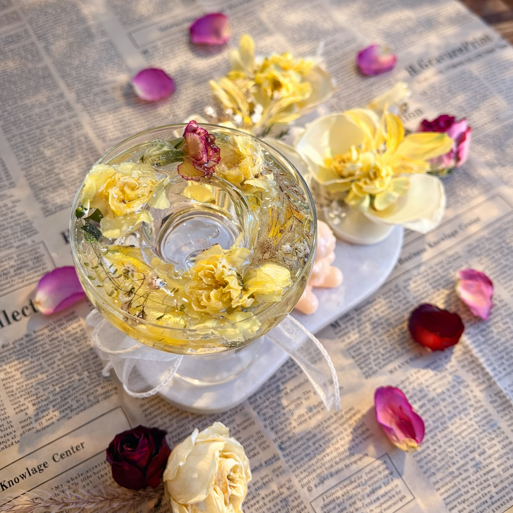 Petit Floral Candle Holder & Wax Tablet Gift Set (3pcs)