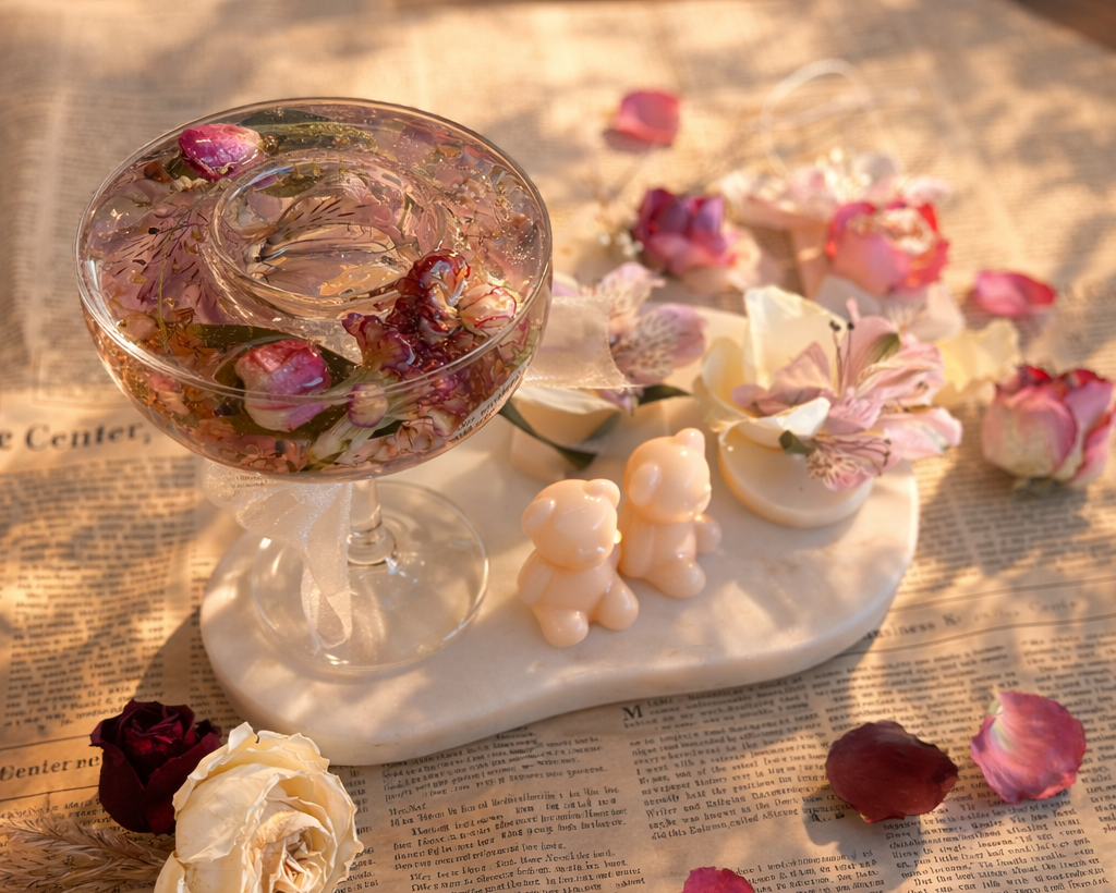 Petit Floral Candle Holder & Wax Tablet Gift Set (3pcs)