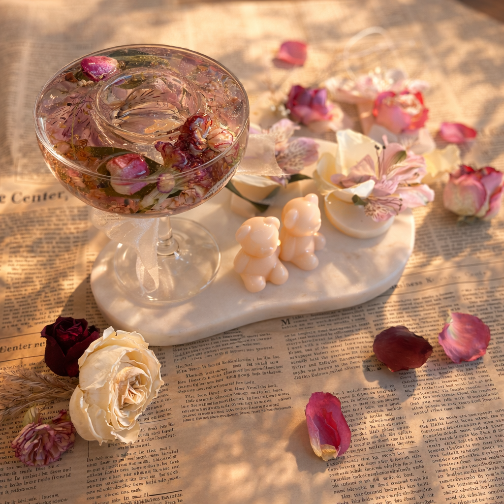 Signature Bloom Candle & Petite Floral Candle Holder Gift Set (2pcs)