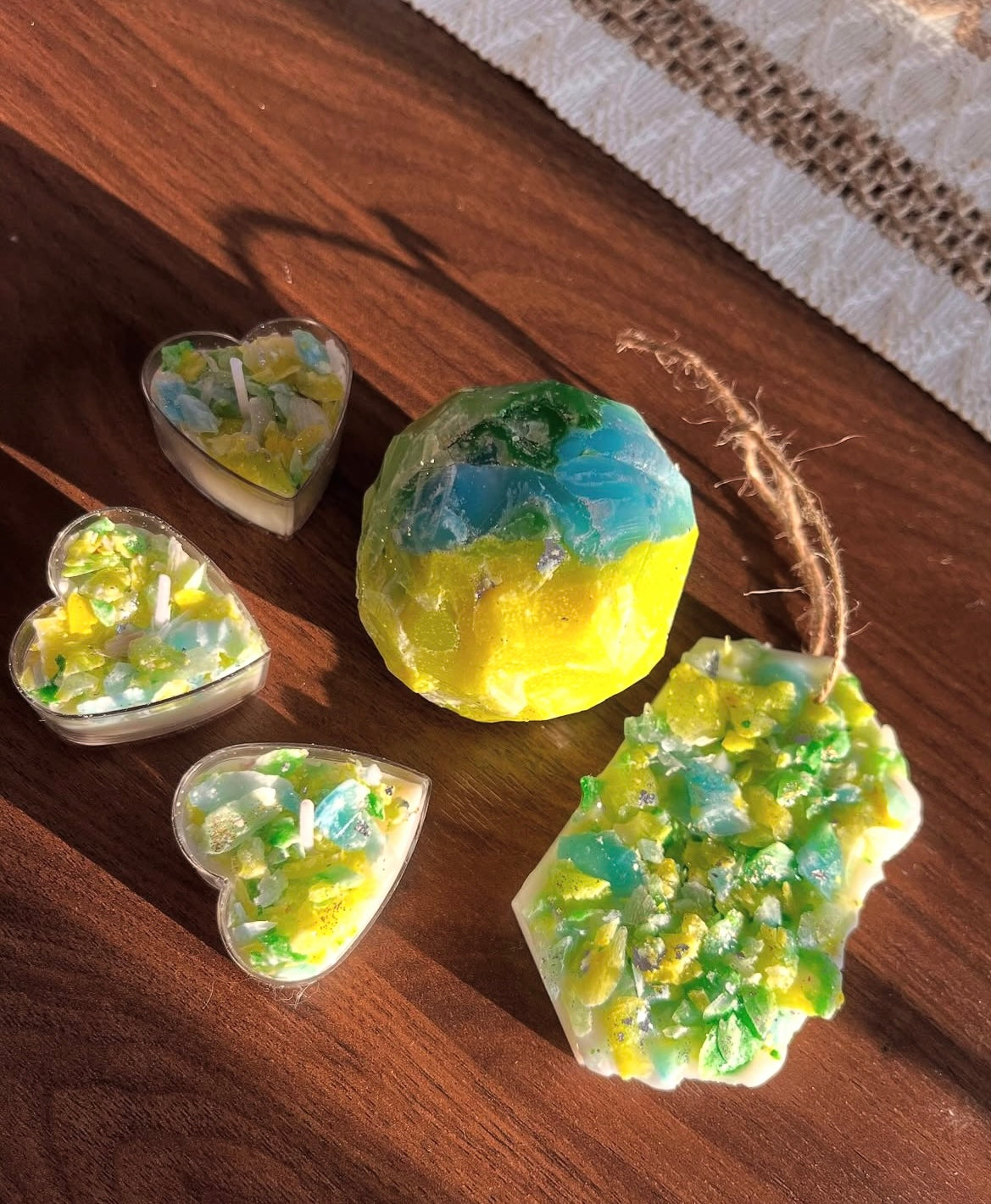Gemstone Crystal Candle Trio Set (4pcs)