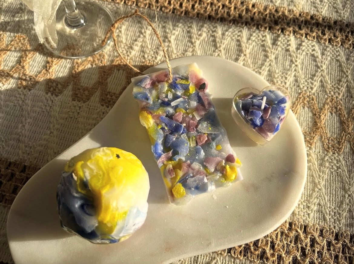 Gemstone Crystal Candle Trio Set (4pcs)